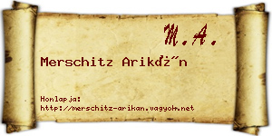 Merschitz Arikán névjegykártya